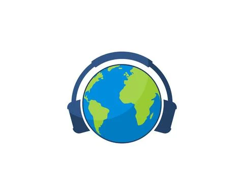 World map using headphone illustration 스톡 일러스트