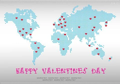World map valentine illustration Stock Illustration