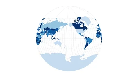 World Map. Van der Grinten III projection. Loopable rotating map of the world... Stock Footage 228073683