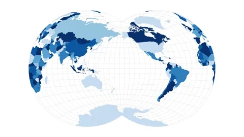 World Map. Van der Grinten IV projection. Loopable rotating map of the world.... Stock Footage 228085759