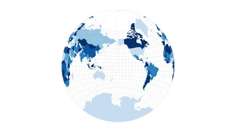 World Map. Van der Grinten II projection. Loopable rotating map of the world.... Stock Footage 230454941