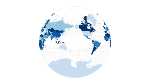 World Map. Van der Grinten projection. Loopable rotating map of the world. At... Stock Footage 233150876