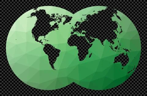 World map. Van Der Grinten 4 projection. Polygonal map of the world on tran.. Illustrazione stock