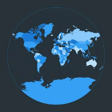 World Map. Van der Grinten III projection. Futuristic world illustration fo.. イラスト素材
