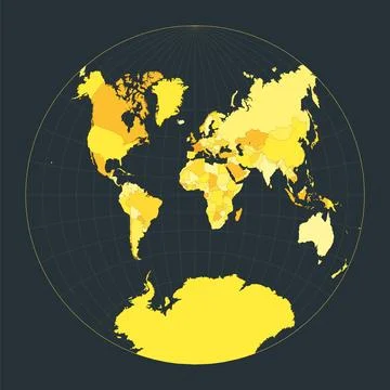 World Map. Van der Grinten II projection. Futuristic world illustration for.. イラスト素材