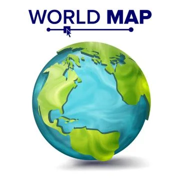 World Map Vector. 3d Planet Sphere. Earth With Continents. North America, South Stock Illustration