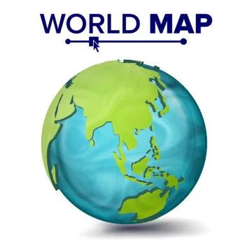World Map Vector. 3d Planet Sphere. Earth With Continents. Asia, Australia Stock Illustration