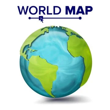 World Map Vector. 3d Planet Sphere. Earth With Continents. North America, South Stock Illustration