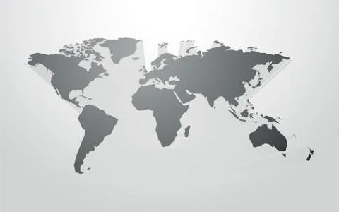 World map vector with 3D shadow Stock Illustration