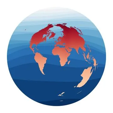 World Map Vector. Azimuthal equidistant projection. World in red orange gra.. Stock Illustration