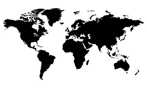 World map vector black Stock Illustration