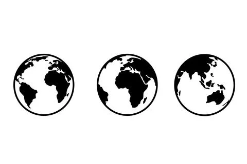 World map vector design set, world map outline vector, Stock Illustration