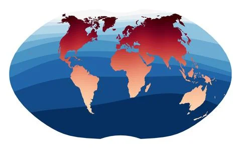World Map Vector. Ginzburg IV projection. World in red orange gradient on d.. Stock Illustration