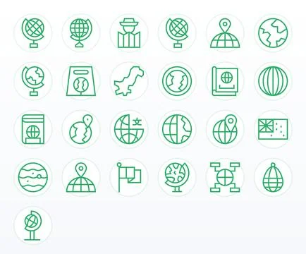 World Map Vector Graphics featuring 25 Regular Line Pixel Optimized 128x128.. 스톡 일러스트
