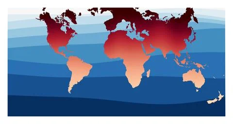 World Map Vector. Guyou hemisphere-in-a-square projection. World in red ora.. Stock Illustration