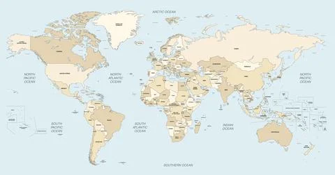 World map vector high detailed illustration Stock Illustration