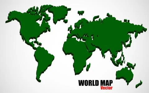 World map vector illustration. 3d Earth map on isolated background. Globaliza Stock Illustration