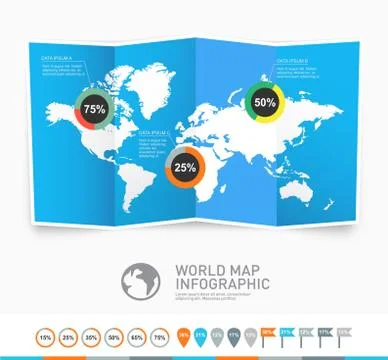 World map vector with infographic elements Stock Illustration