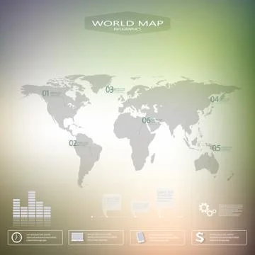 World map vector infographic template with blurred background. Can be used for Stock Illustration