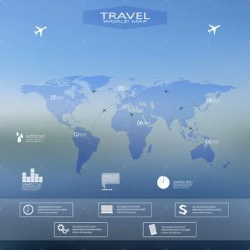 World map vector infographic template with blurred background. Can be used for Stock Illustration