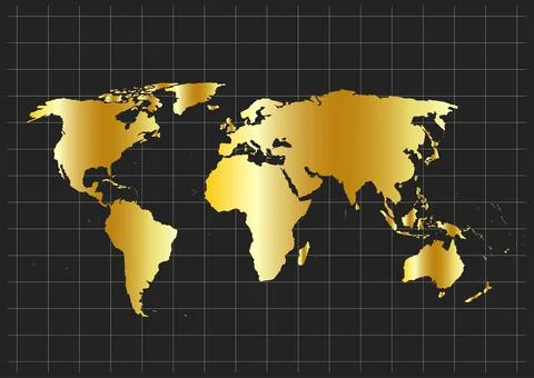 World map vector, isolated on black background. Ilustración de archivo