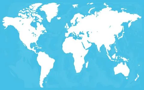 World map vector, isolated on white background. Flat Earth, blue map template Stock Illustration