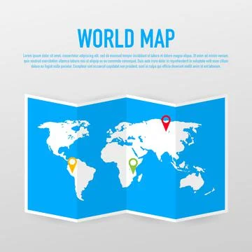 World map vector, isolated on white background. Flat Earth, gray map template Stock Illustration
