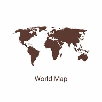 World map vector, isolated on white background. Flat Earth, brown map templat Illustrazione stock
