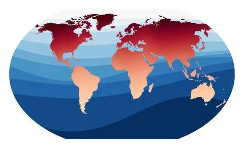 World Map Vector. Kavrayskiy VII pseudocylindrical projection. World in red.. Stock Photos