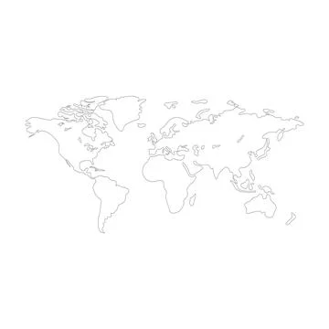 World map vector modern. Earth map vector outline silhouette isolated on white Stock Illustration