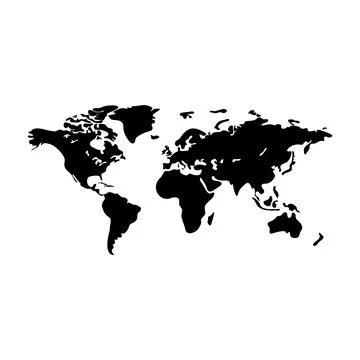 World map vector modern. Earth map vector outline silhouette isolated on white Stock Illustration