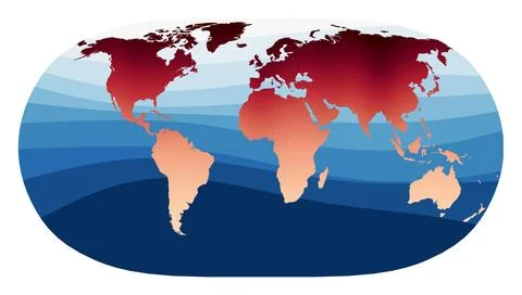 World Map Vector. Natural Earth II projection. World in red orange gradient.. Stock Photos