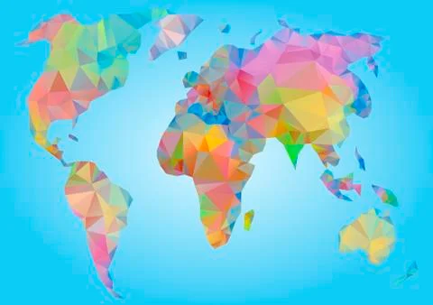 World Map vector. Polygonal triangle geometric Stock Illustration