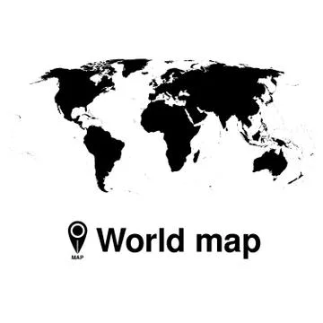 World map vector silhouette Stock Illustration