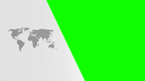 World Map View with Diagonal Chroma Key Stock Footage 334135040