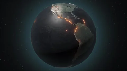 World map of a volcanic eruption Stock Footage 260406894