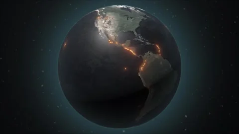 World map of a volcanic eruption 動画素材 260411818