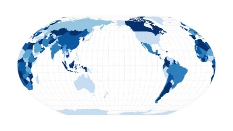 World Map. Wagner IV projection. Loopable rotating map of the world. Charming... Stock Footage 231569931