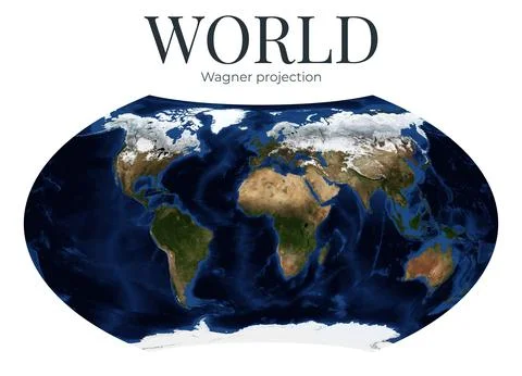 World Map. Wagner projection. High Detail Physical Map of The Earth. Raster.. 스톡 일러스트