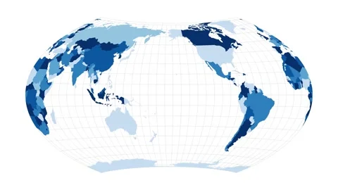 World Map. Wagner VII projection. Loopable rotating map of the world. Cool fo... Stock Footage 231569702