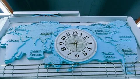 World map wall clock Stock Photos