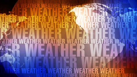 World map with weather text global weather forecast channel displaying latest Stock Footage 272198442
