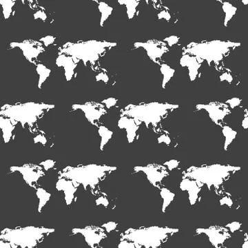 World map web icon. flat design. Seamless gray pattern. 스톡 일러스트