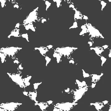 World map web icon. flat design. Seamless gray pattern. Stockillustratie