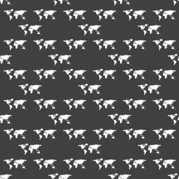 World map web icon. flat design. Seamless gray pattern. Illustrazione stock