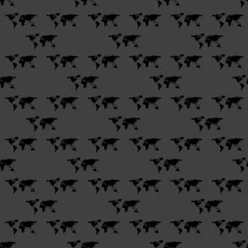 World map web icon. flat design. Seamless gray pattern. Stock Illustration