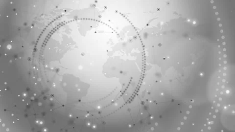 World map on white background with circular animation of dots and plexus lines. Stock Footage 245491903