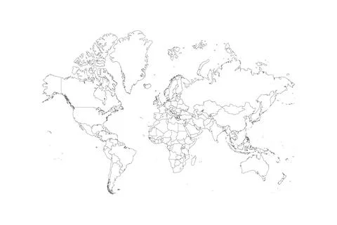 World map on white background. World map template with continents, North and Sou Stock Illustration