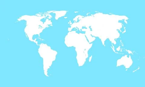World Map in white with blue ocean background. Vector Illustration. Atlas. Stock Illustration