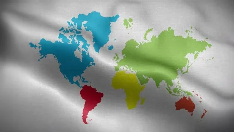 World Map White Color 01 Flag Loop Background 4K Stock Footage 148105253